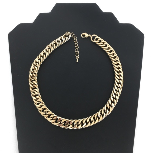 Chunky Gold Tone Chain Link Statement Choker Y2K Necklace Thick - Picture 10 of 12